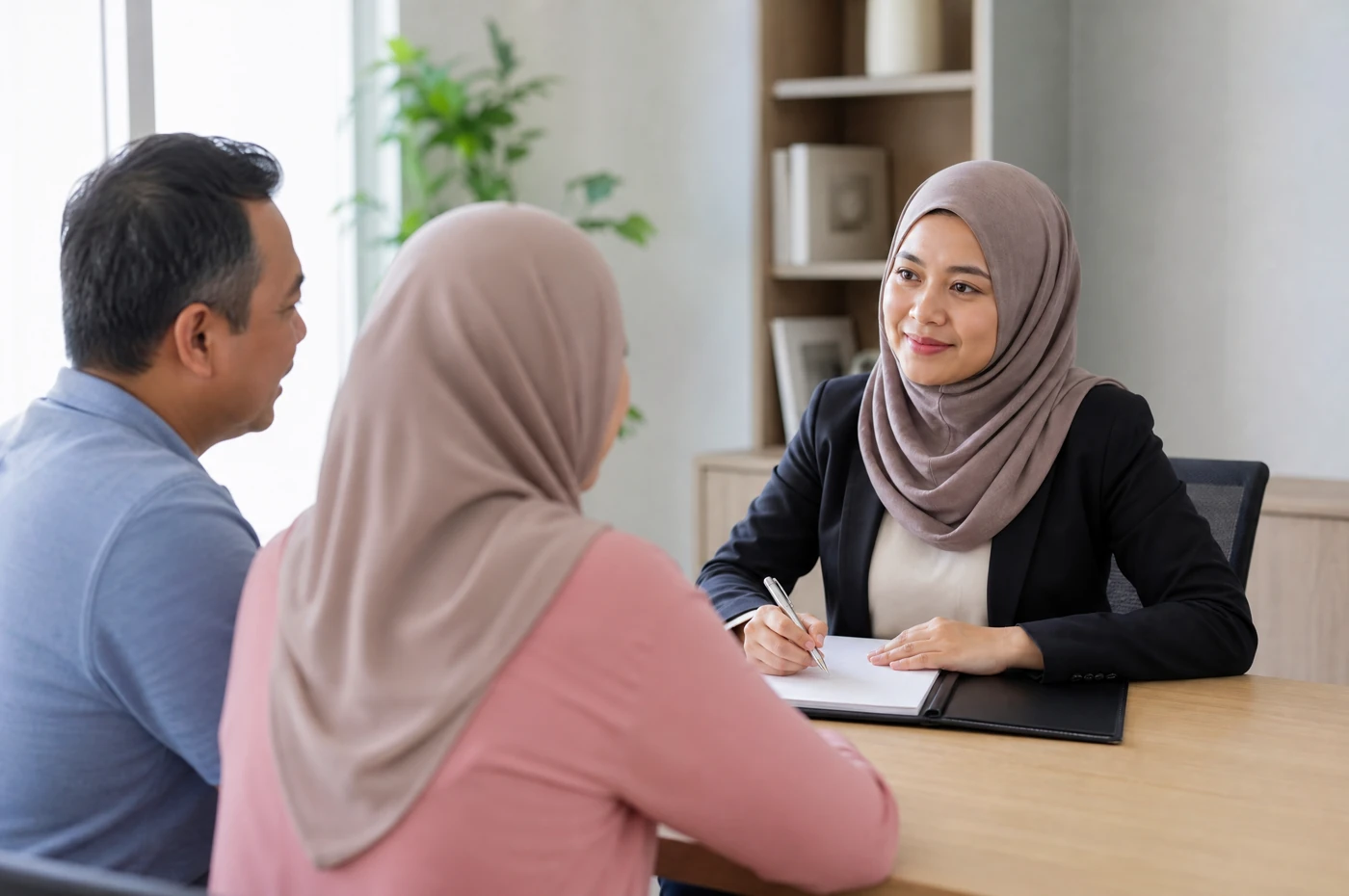 Ejen menerangkan analisis keperluan kepada client menggunakan telefon